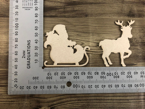 Santa with sleigh and reindeer- Chipboard
