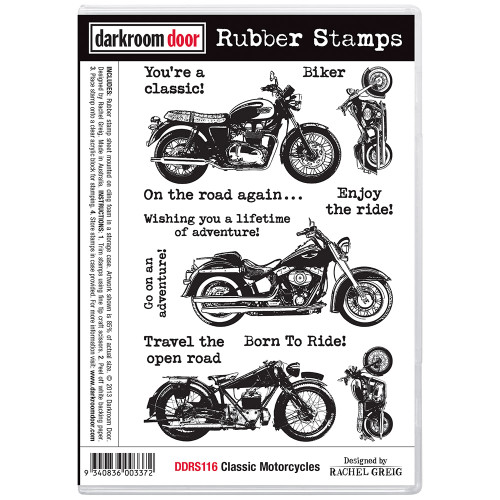 Darkroom Door Rubber Stamp - Classic Motorcycles