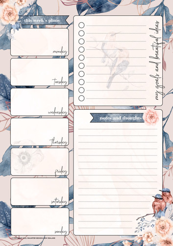 Coral Nights A4 Weekly Planner Portrait