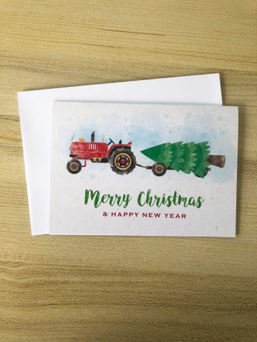 Merry Christmas Tractor & Tree Card