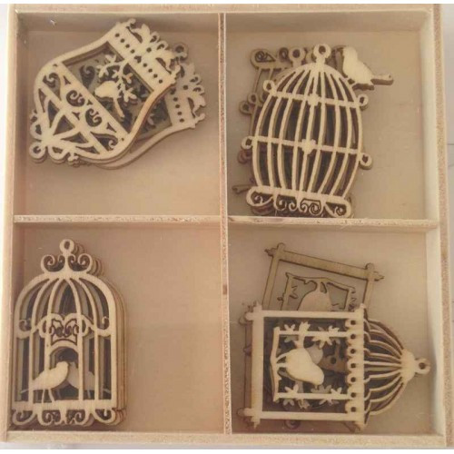 Crafts4U Wooden Embellishments 45 Pieces Bird Cages