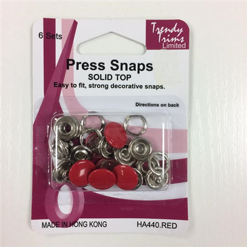 Trendy Trim Solid Top Press Snap- Red