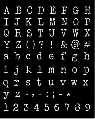 Thick stencil cm 20X25 - Alphabet and numbers Stamperia
