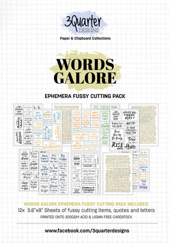 3Quarter Designs Ephemera Packs: Words Galore