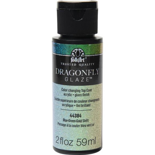 FolkArt DragonFly Glaze Topcoat 2oz Green, Gold, Red Shift