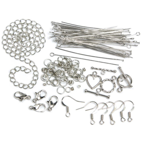 Cousin Jewelry Basics Metal Findings 145/Pkg Silver Starter Pack