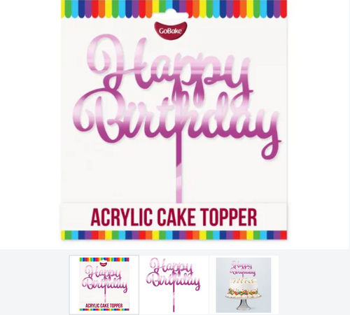 Acrylic Topper Happy Birthday - Pink