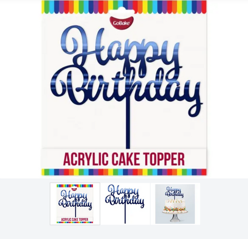 Acrylic Topper Happy Birthday - Blue
