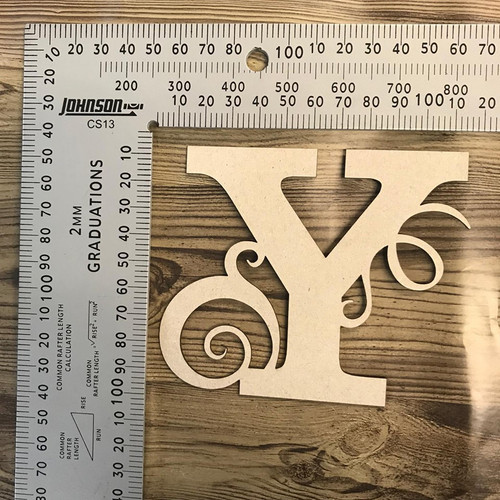 Capital Letter with swirl "Y" -Chipboard