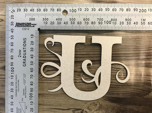 Capital Letter with swirl "U" -Chipboard