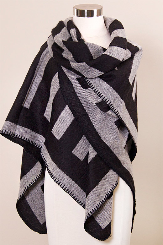 Women's Geometric Print Square Scarf – Red — scarf photo 4
