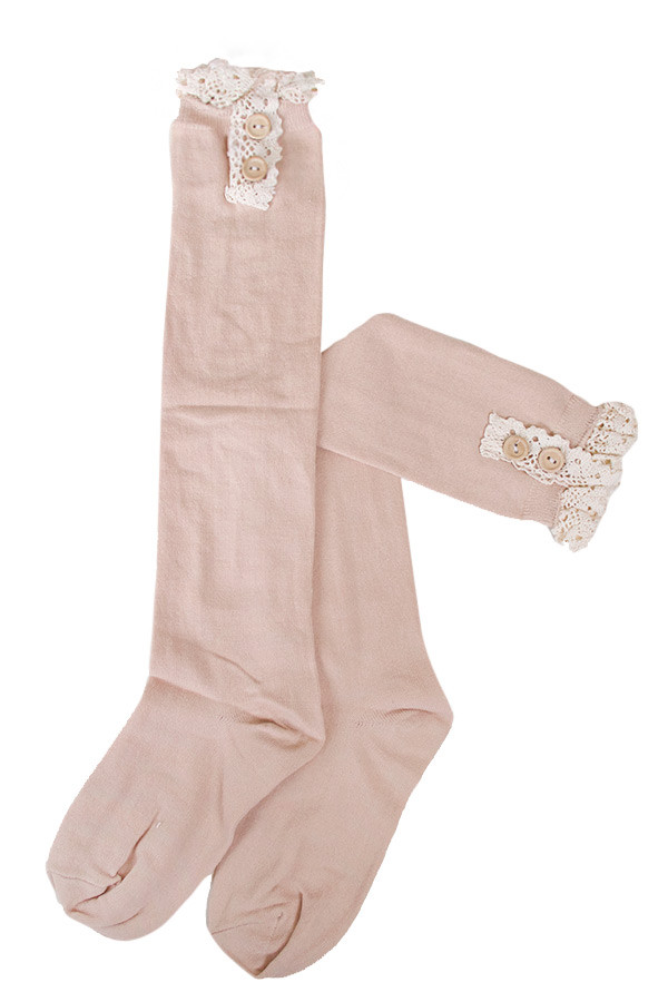 Women's Lace Trim Knee High Socks – Fuchsia — socks photo 2