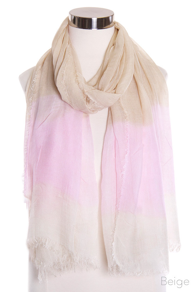 Women's Ombre Lightweight Oblong Scarf – Beige — scarf photo 2