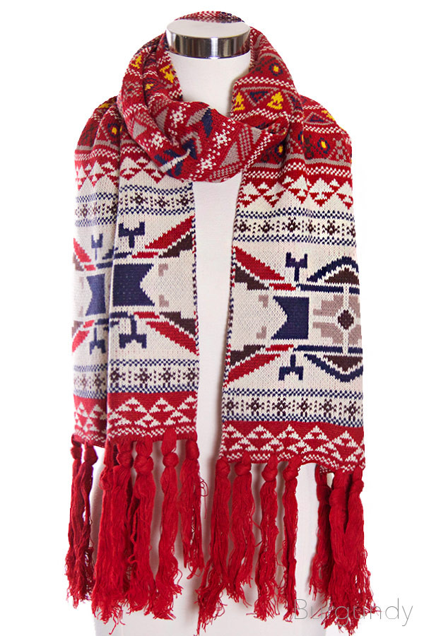 Women's Union Jack Knit Fringe Scarf – Style EANT8717 by BURACQ