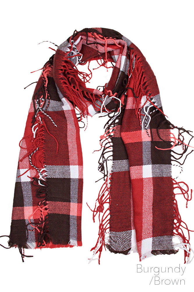 Women's Plaid Fringe Blanket Scarf – Style EASC8662 — scarf photo 2