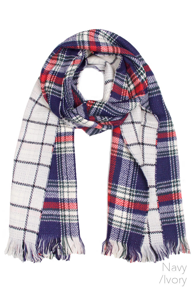 Women's Plaid and Check Fringe Oblong Scarf – Style PSH5924 — scarf photo 3