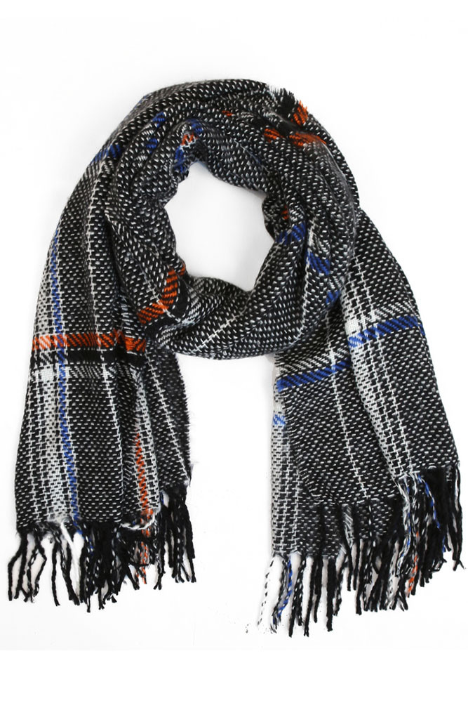 Women's Plaid Fringe Oblong Scarf – Dust Pink in Dust Pink by BURACQ