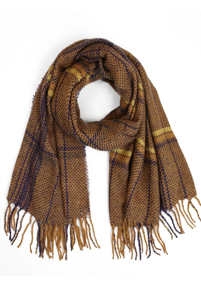 Women's Plaid Fringe Oblong Scarf – Dust Pink — scarf photo 2