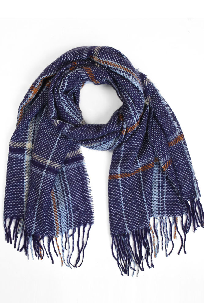 Women's Plaid Fringe Oblong Scarf – Dust Pink — scarf photo 3