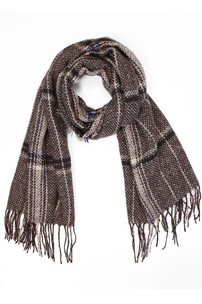 Women's Plaid Fringe Oblong Scarf – Dust Pink — scarf photo 4