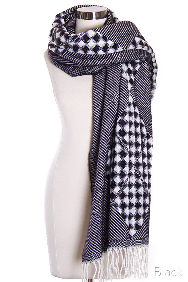 Women's Gingham Check Blanket Scarf – Style LOF5014 — scarf photo 5