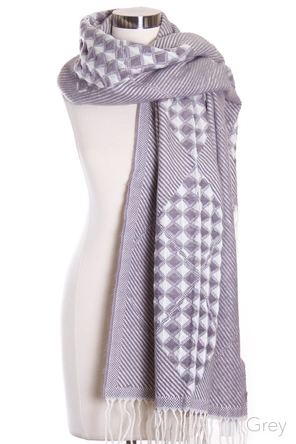 Women's Gingham Check Blanket Scarf – Style LOF5014 — scarf photo 3