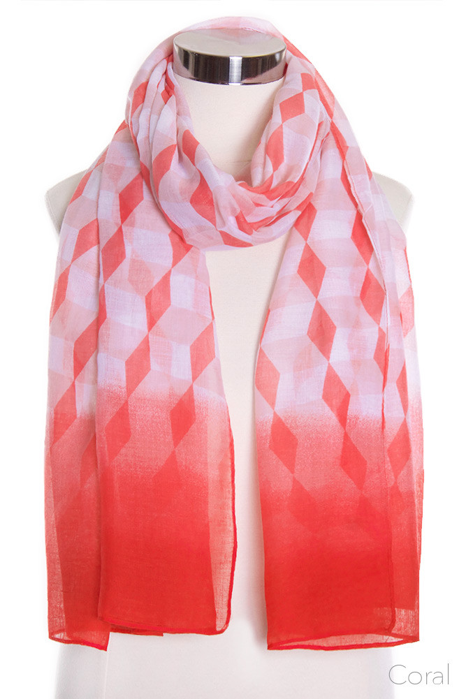 Women's Ombre Geometric Print Oblong Scarf by BURACQ