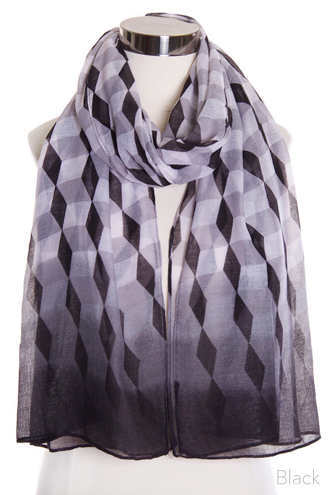 Women's Ombre Geometric Print Oblong Scarf — scarf photo 2