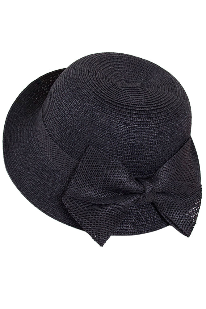 Women's Bow Cloche Hat – Black — hat photo 5