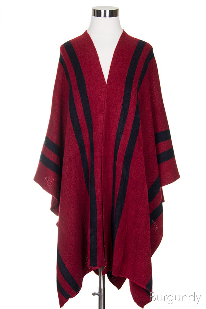 Women's Stripe Knit Ruana Wrap — ruana wrap photo 5