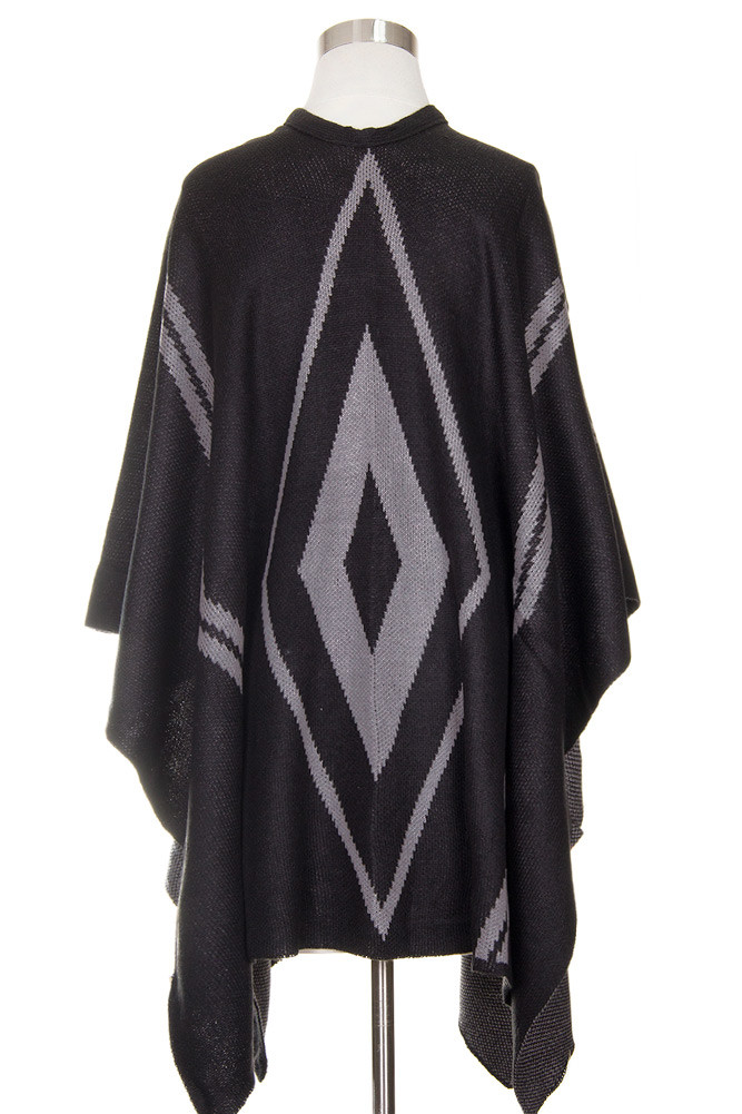 Women's Stripe Knit Poncho Wrap — poncho photo 4