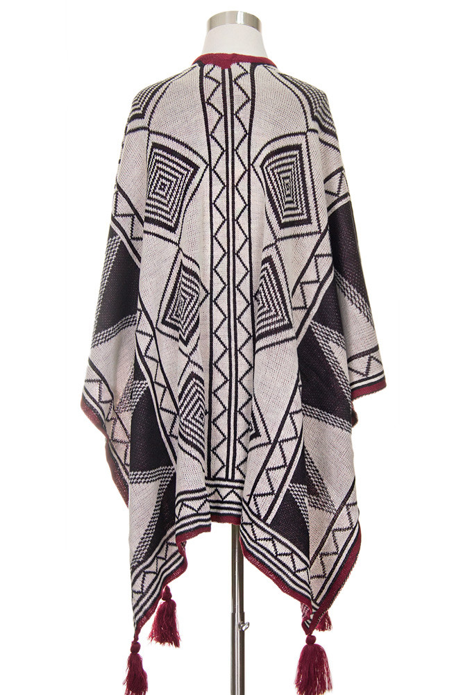 Women's Aztec Ruana with Tassel — ruana wrap photo 5