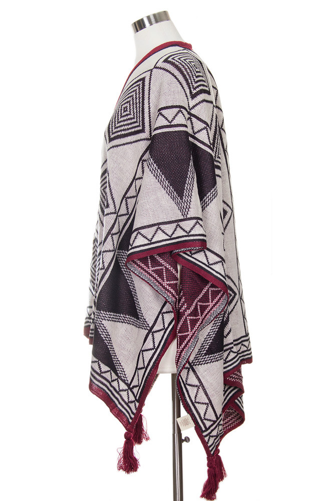 Women's Aztec Ruana with Tassel — ruana wrap photo 6