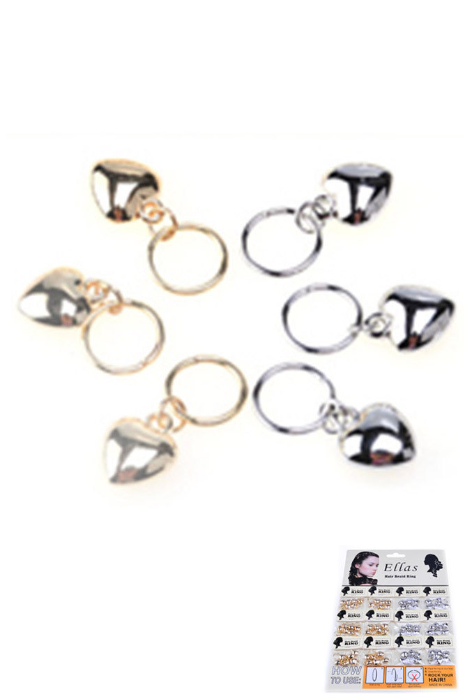 Women's Heart Charm Hair Braid Rings by BURACQ