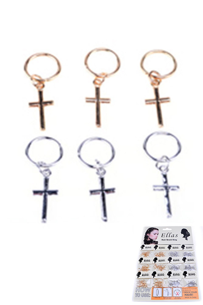 Women's Cross Charm Hair Braid Rings by BURACQ