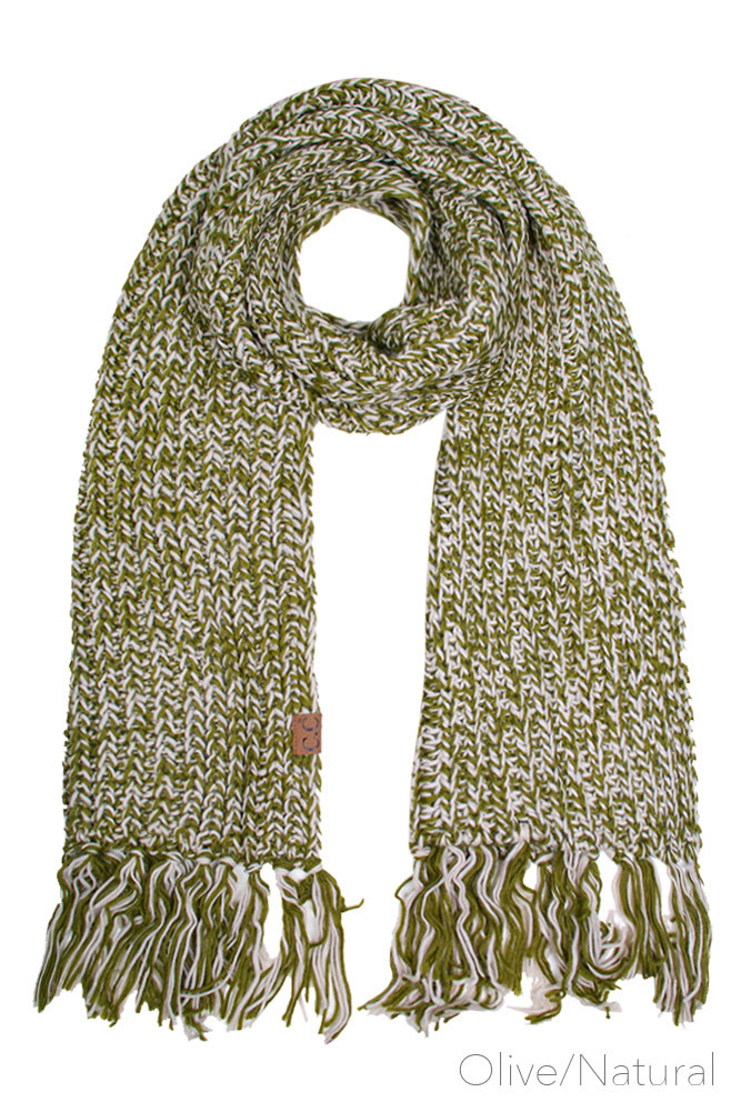Women's Chunky Knit Fringe Oblong Scarf — scarf photo 4