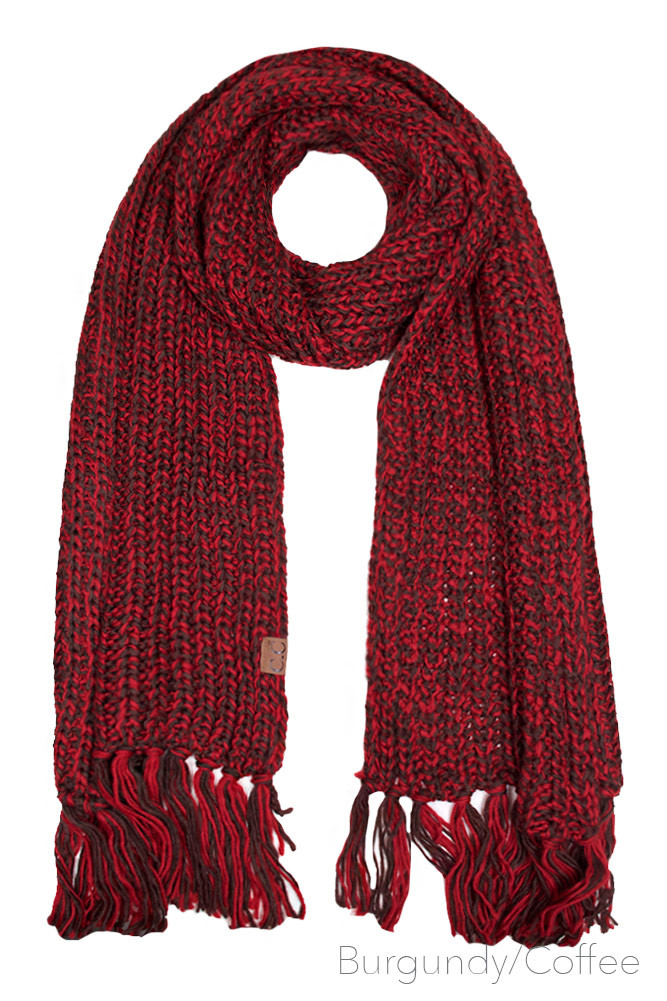 Women's Chunky Knit Fringe Oblong Scarf — scarf photo 8