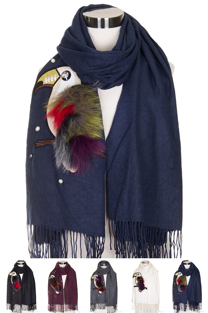 Women's Bird Applique Oblong Scarf – Style FSH7640 by BURACQ
