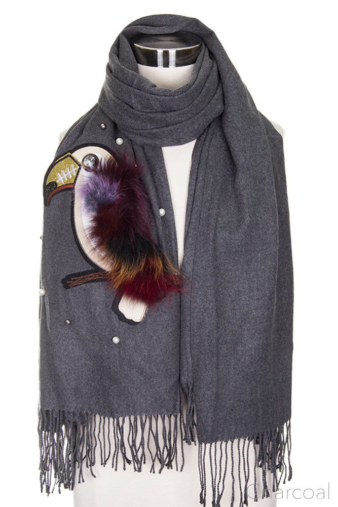 Women's Bird Applique Oblong Scarf – Style FSH7640 — scarf photo 6