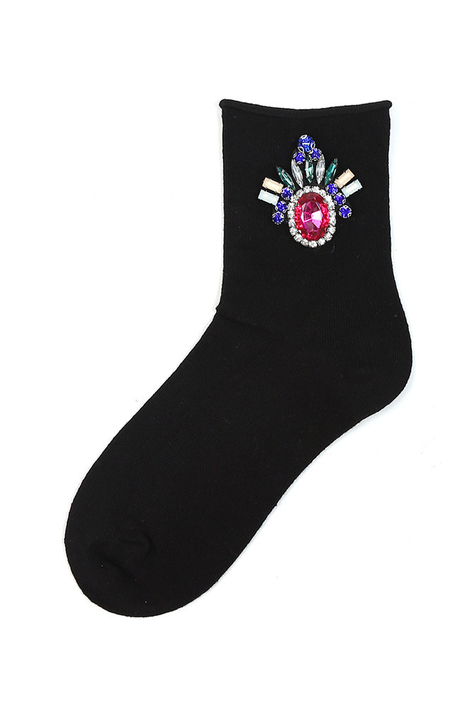 Women's Floral Embroidered Crew Socks — socks photo 2