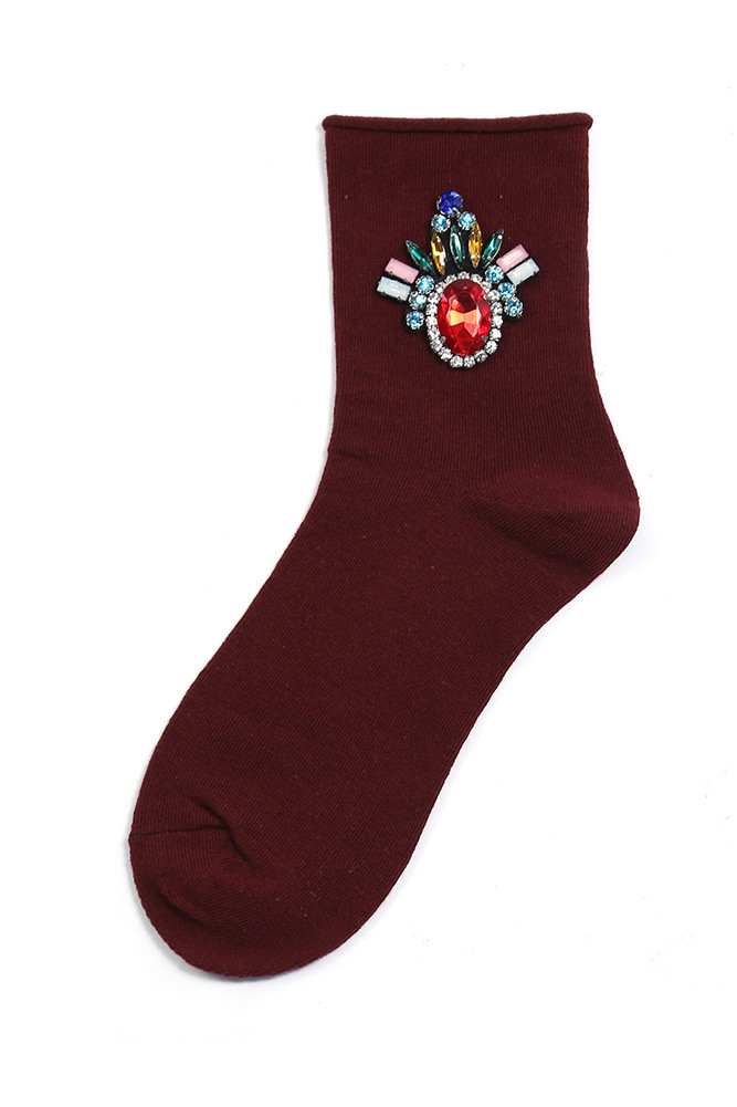 Women's Floral Embroidered Crew Socks — socks photo 5