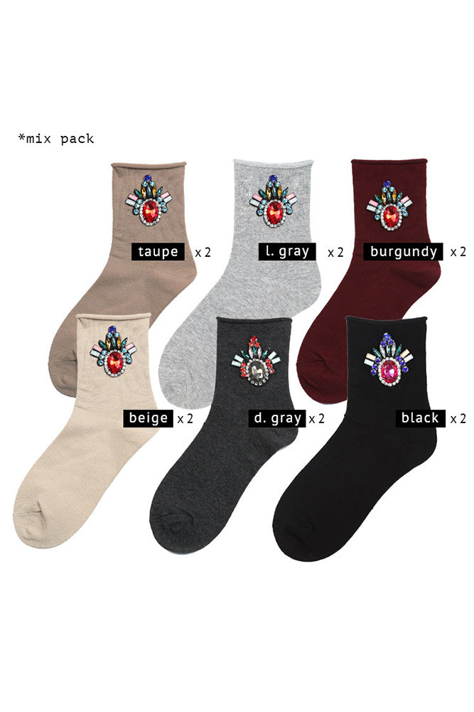 Women's Floral Embroidered Crew Socks by BURACQ