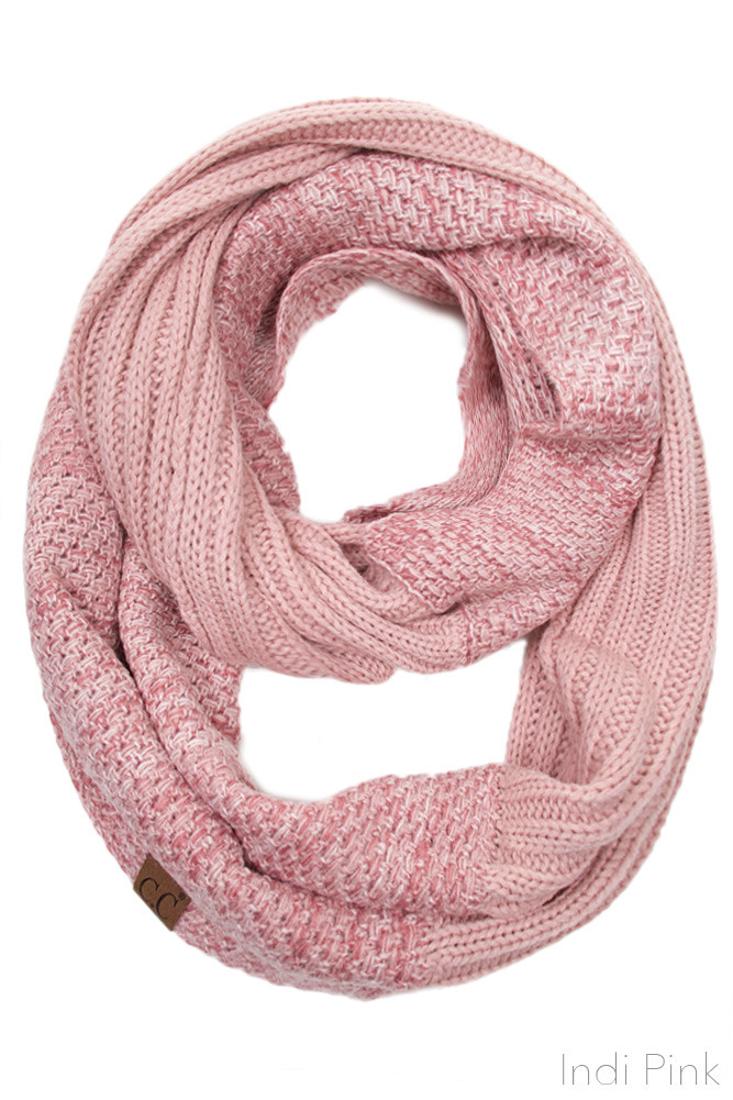 Women's Two-Tone Chunky Knit Infinity Scarf – Purple — infinity scarf photo 8