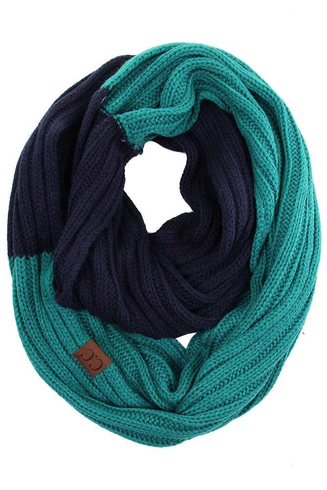 Women's Two-Tone Ribbed Knit Infinity Scarf — infinity scarf photo 4