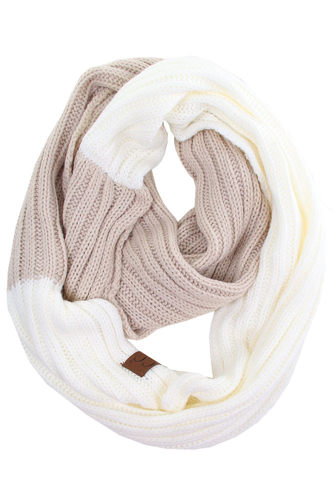 Women's Two-Tone Ribbed Knit Infinity Scarf — infinity scarf photo 5