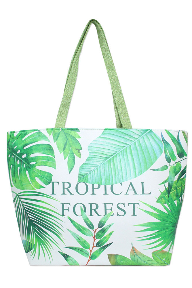 Women's Tropical Forest Print Tote Bag – Style LOA106 by BURACQ
