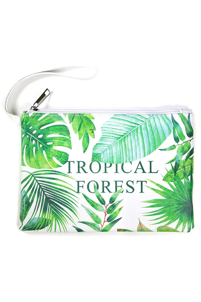 Women's Tropical Forest Print Zipper Pouch – Style PCH104 by BURACQ