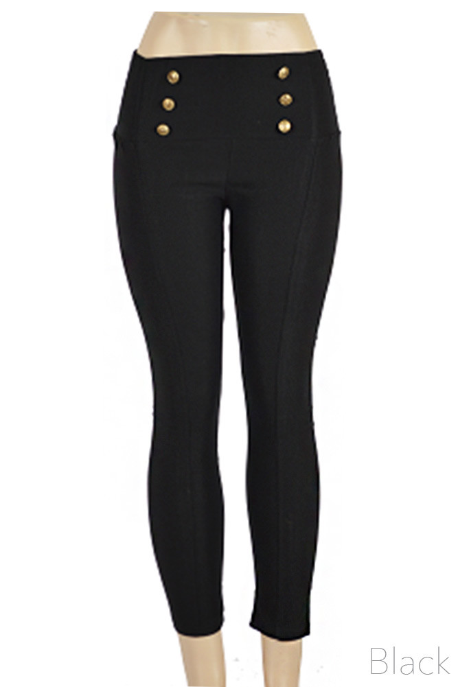 Women's Button Detail Stretch Pants – Fuchsia — pants photo 2