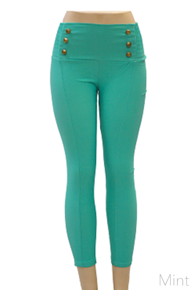 Women's Button Detail Stretch Pants – Fuchsia — pants photo 3