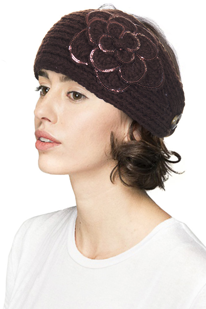 Women's Crochet Flower Knit Headband — headband photo 5